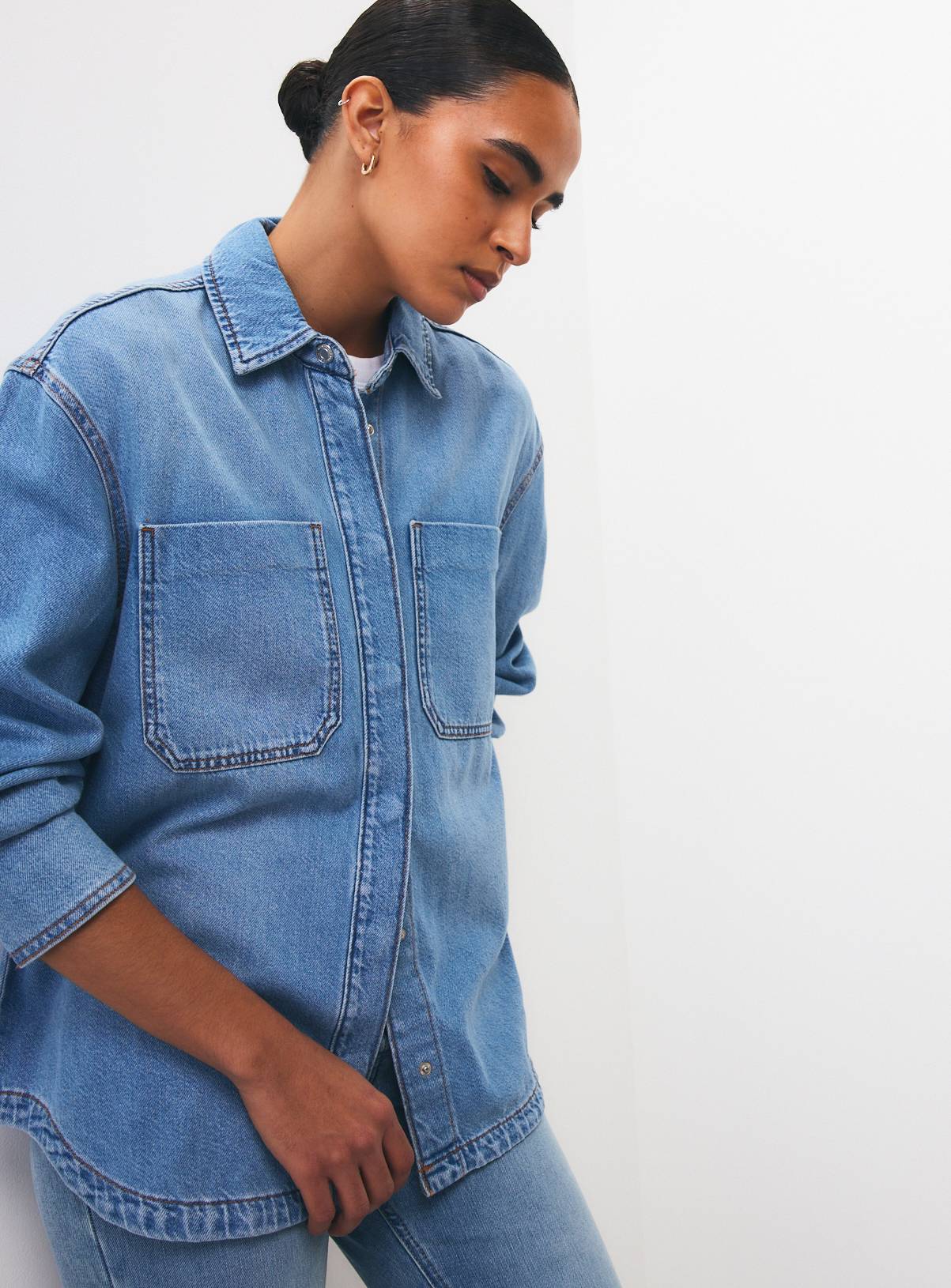 Mid Wash Denim Relaxed Shirt 12 - Image 1